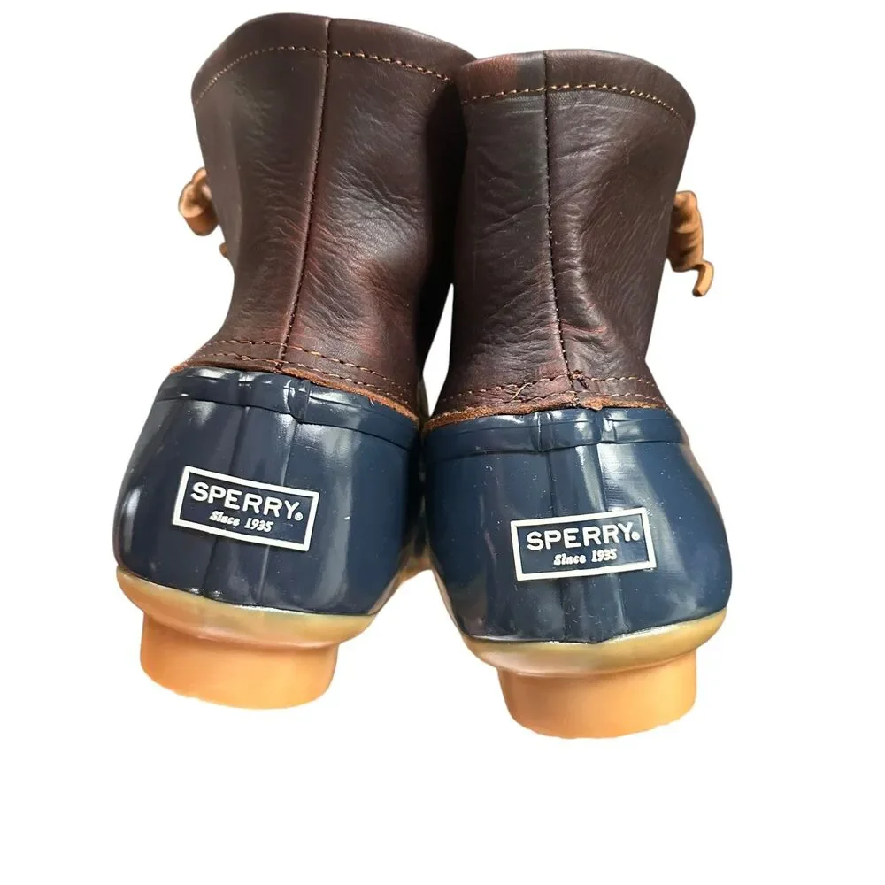 SPERRY Saltwater Duck Boot Brown/Navy NWOT w BOX‎ Sz 9